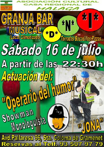 Operario Humor en Granja Bar DNI